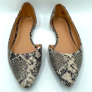 A New Day Snakeskin Print Pointed Toe Flats